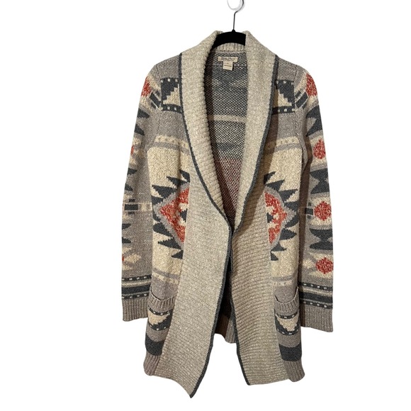 Lucky Brand Womens Aztec Southwest Heavyweight Sweater Neutral Long Staple Small - Picture 2 of 12